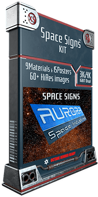 Here is a kit of 9 space signs (material ready) and 15 emissive posters thinked for Cinema 4D and Octane for cosmic renders!