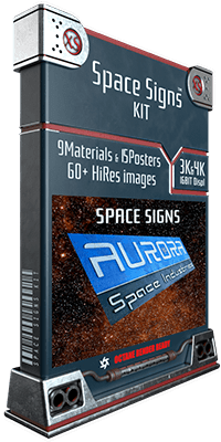 Here is a kit of 9 space signs (material ready) and 15 emissive posters thinked for Cinema 4D and Octane for cosmic renders!