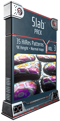 The Slab Pack Vol. 3 library is excellent to forge metallic slabs and sculpt them giving with that depth you need. Just drag and drop into your texture slot, tile them until you are happy, and ... done! Ready for use everywhere from high end production to a personal project.